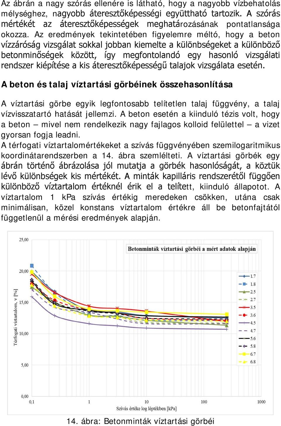 Az eredmények tekintetében figyelemre méltó, hogy a beton vízzáróság vizsgálat sokkal jobban kiemelte a különbségeket a különböző betonminőségek között, így megfontolandó egy hasonló vizsgálati