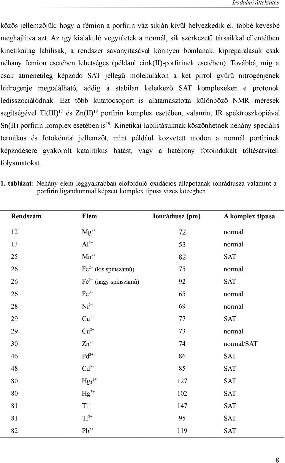 (például cink(ii)-porfirinek esetében).