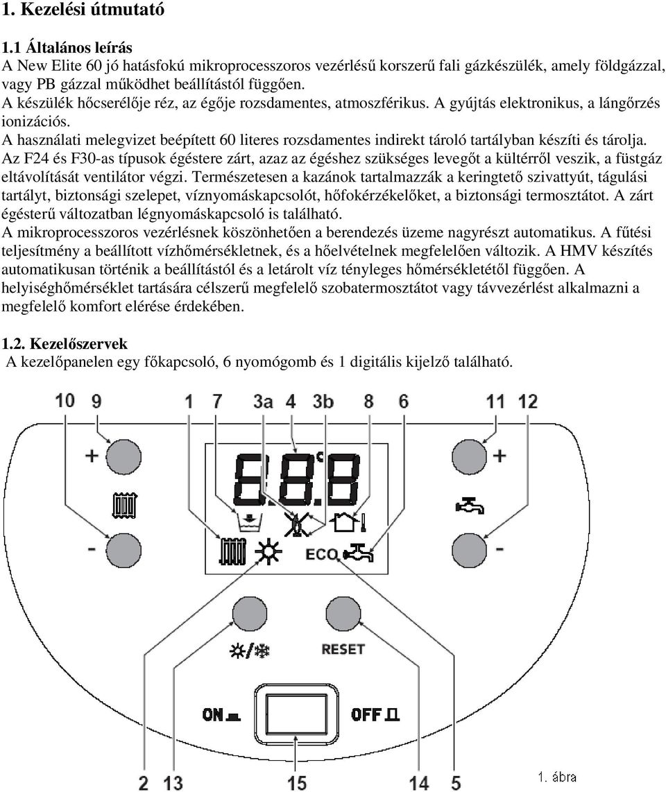 A használati melegvizet beépített 60 literes rozsdamentes indirekt tároló tartályban készíti és tárolja.