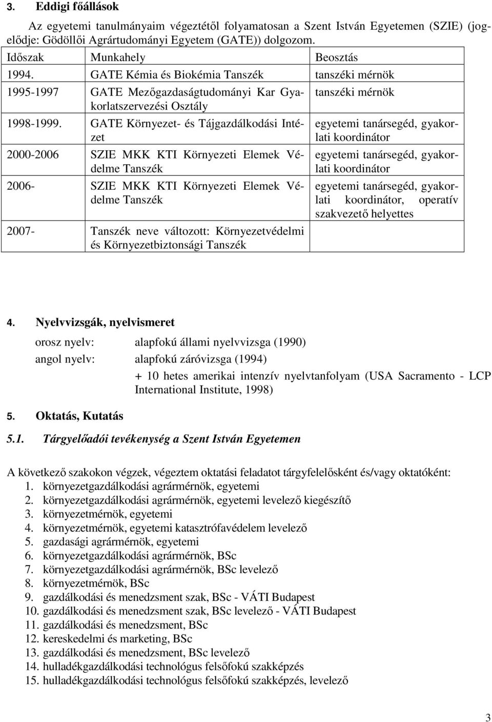 GATE Környezet- és Tájgazdálkodási Intézet 2000-2006 SZIE MKK KTI Környezeti Elemek Védelme Tanszék 2006- SZIE MKK KTI Környezeti Elemek Védelme Tanszék 2007- Tanszék neve változott: Környezetvédelmi