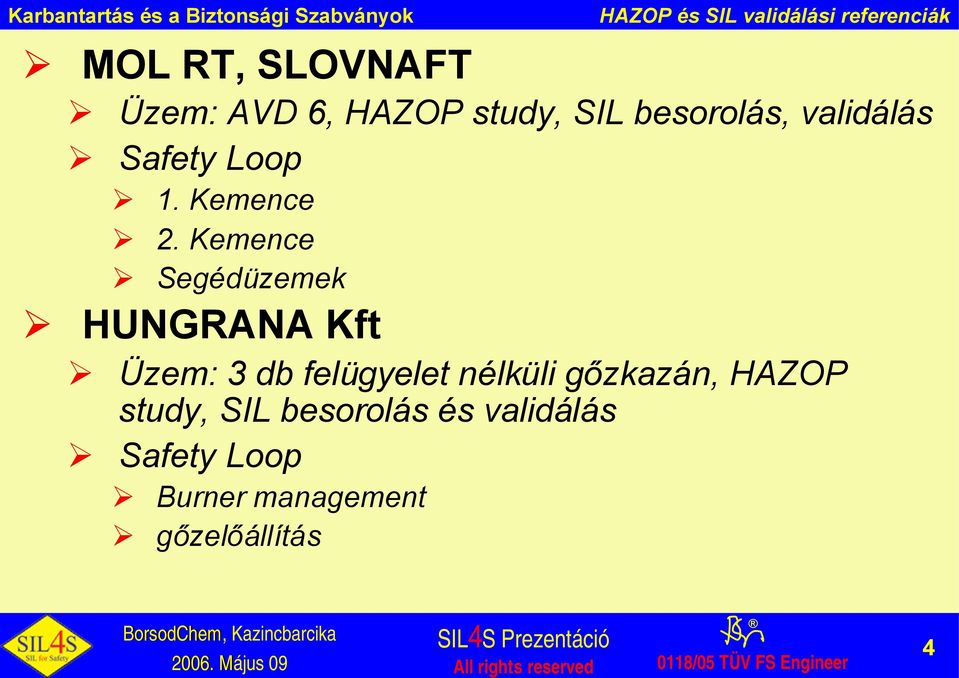 Kemence Segédüzemek HUNGRANA Kft Üzem: 3 db felügyelet nélküli