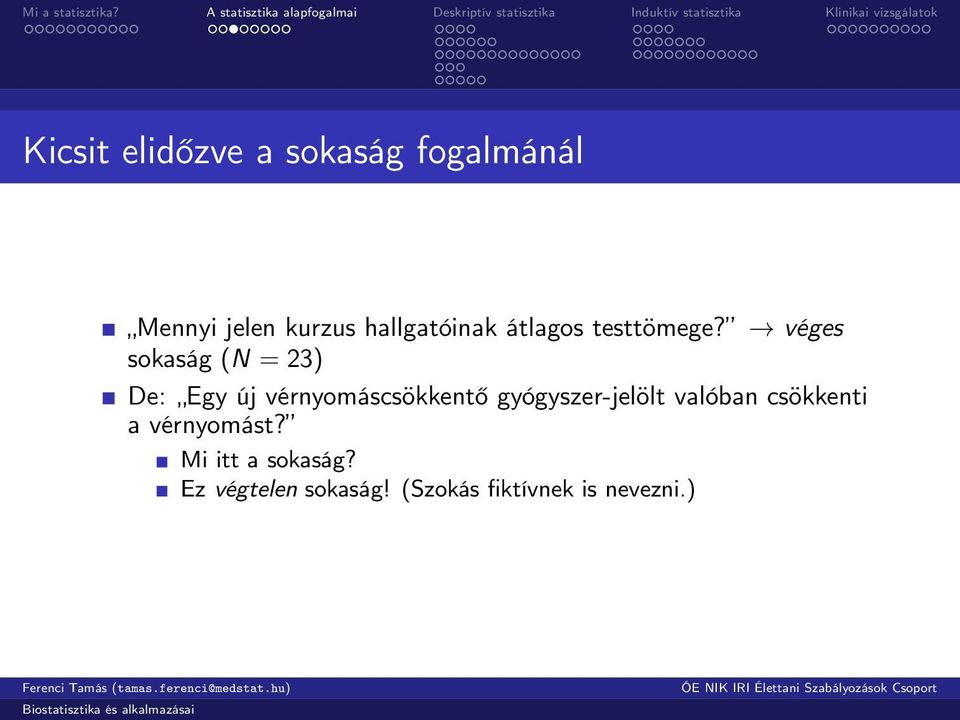 véges sokaság (N = 23) De: Egy új vérnyomáscsökkentő