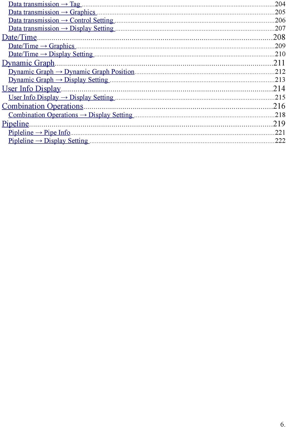 ..211 Dynamic Graph Dynamic Graph Position...212 Dynamic Graph Display Setting...213 User Info Display.