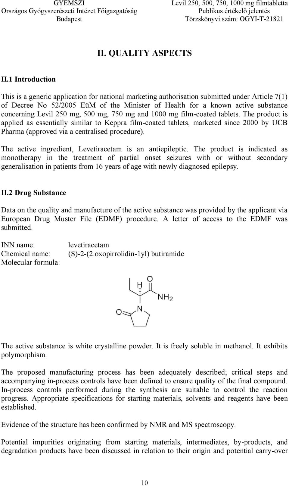 concerning Levil 250 mg, 500 mg, 750 mg and 1000 mg film-coated tablets.