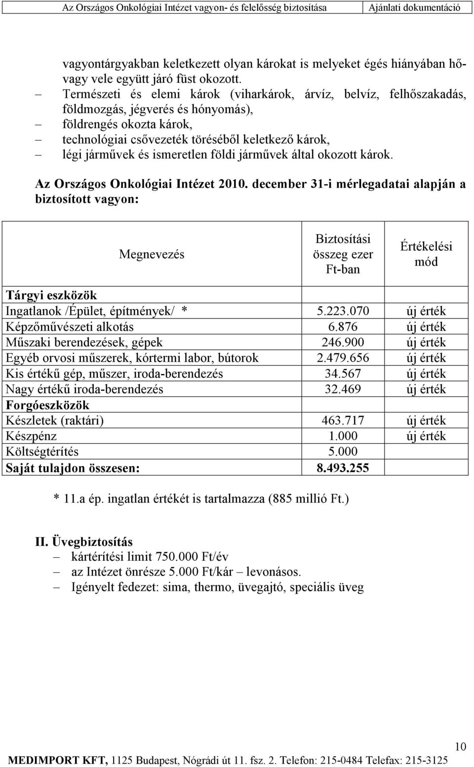 ismeretlen földi járművek által okozott károk. Az Országos Onkológiai Intézet 2010.