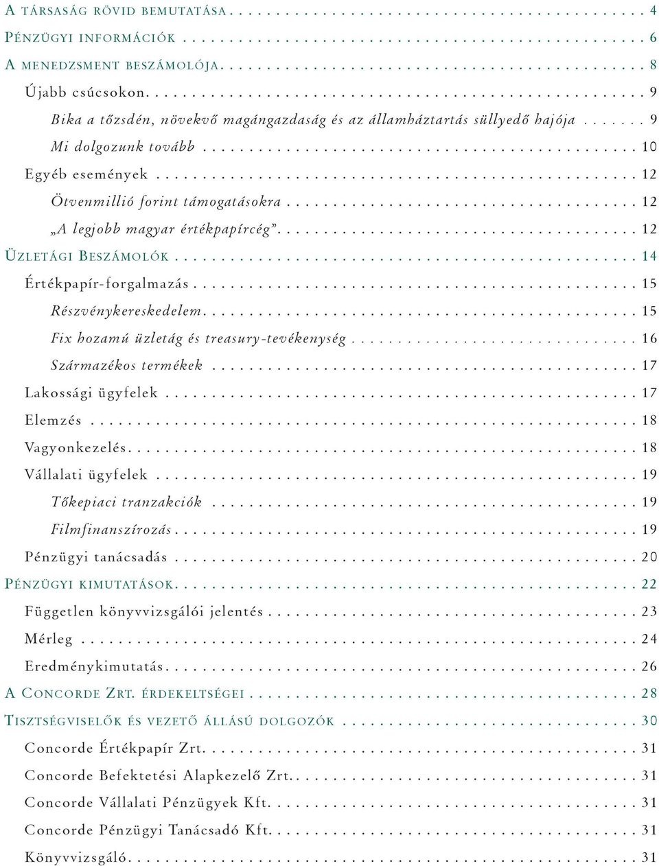 ................................................... 12 Ötvenmillió forint támogatásokra...................................... 12 A legjobb magyar értékpapírcég....................................... 12 ÜZLETÁGI BESZÁMOLÓK.