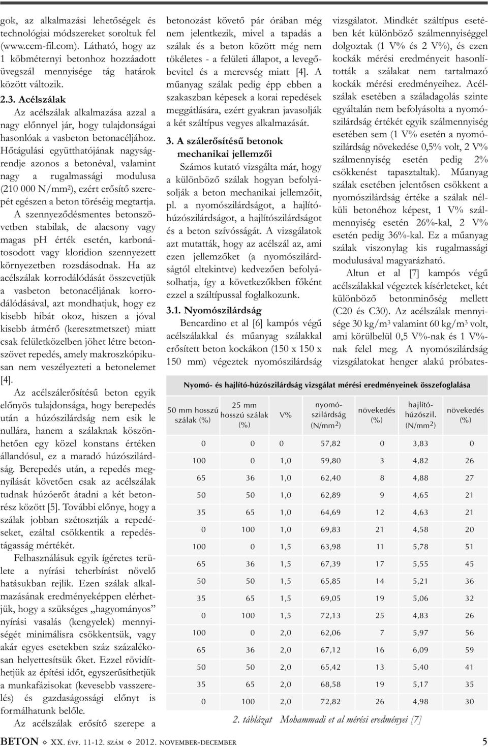 Hőtágulási együtthatójának nagyság - rendje azonos a betonéval, valamint nagy a rugalmassági modulusa (210 000 N/mm 2 ), ezért erősítő szere - pét egészen a beton töréséig meg tartja.