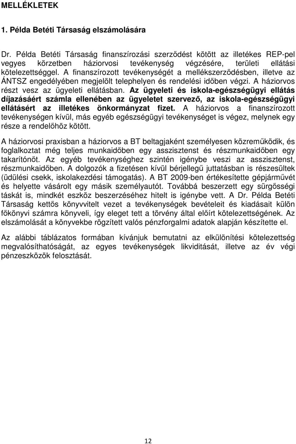 A finanszírozott tevékenységét a mellékszerzıdésben, illetve az ÁNTSZ engedélyében megjelölt telephelyen és rendelési idıben végzi. A háziorvos részt vesz az ügyeleti ellátásban.