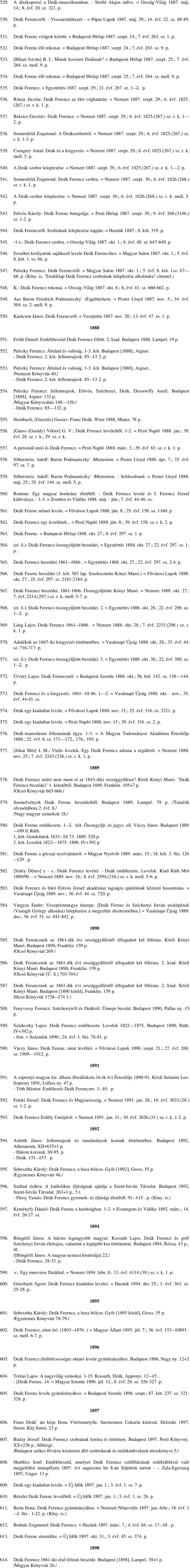 I.: Minek koszorú Deáknak? = Budapesti Hírlap 1887. szept. 25.; 7. évf. 264. sz. mell. 9. 534. Deák Ferenc élő rokonai. = Budapesti Hírlap 1887. szept. 25.; 7. évf. 264. sz. mell. 9. 535.