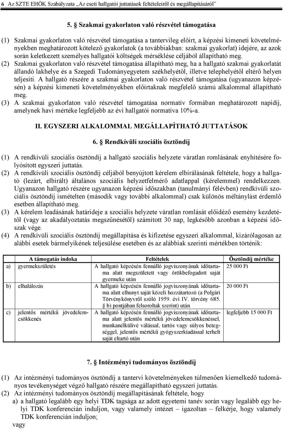 továbbiakban: szakmai gyakorlat) idejére, az azok során keletkezett személyes hallgatói költségek mérséklése céljából állapítható meg.