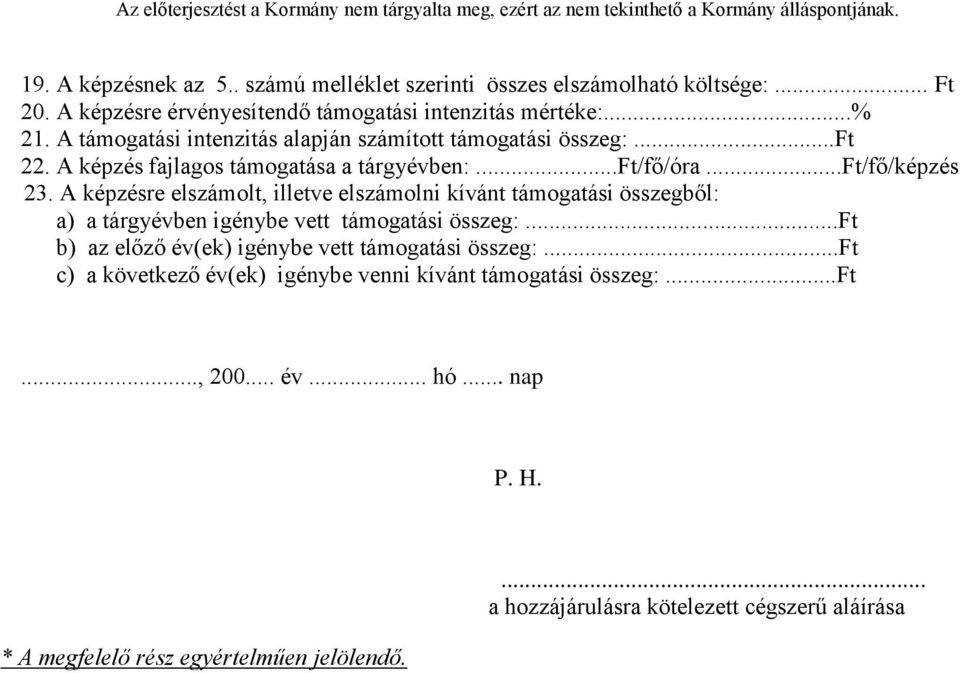 A re elmolt, illetve elmolni kívánt támogatási összegből: a) a tárgyévben igénybe vett támogatási összeg:.