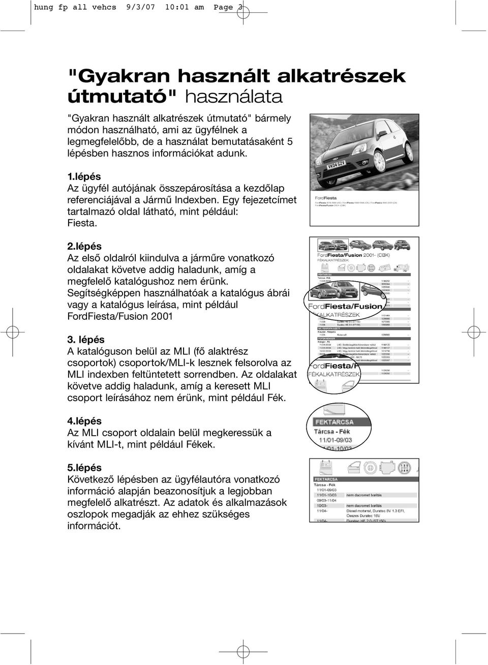 Egy fejezetcímet tartalmazó oldal látható, mint például: Fiesta. FordFiesta FordFiesta 1976-1989 (AX) / FordFiesta 1989-1996 (CX) / FordFiesta 1995-2001 (DX) FordFiesta/Fusion 2001- (CBK) 2.