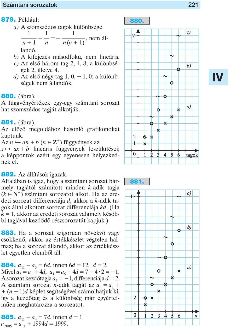 Z + ) függvéyek az x 7 ax + b lieáris függvéyek leszûkítései; a képpotok ezért egy egyeese helyezkedek el 88 Az állítások igazak Általába is igaz, hogy a számtai sorozat bármely tagjától számított