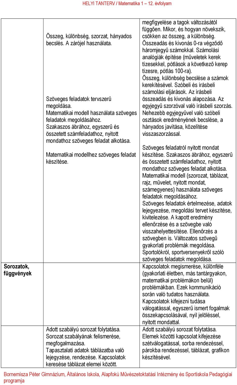 Sorozat szabályának felismerése, megfogalmazása. Tapasztalati adatok táblázatba való lejegyzése, rendezése. Kapcsolatok keresése táblázat elemei között. megfigyelése a tagok változásától függően.