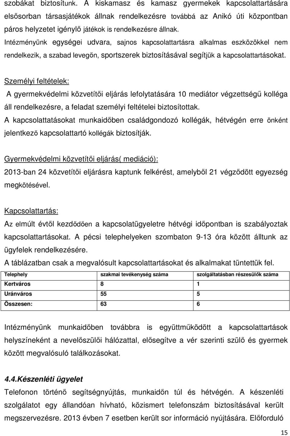 Intézményünk egységei udvara, sajnos kapcsolattartásra alkalmas eszközökkel nem rendelkezik, a szabad levegőn, sportszerek biztosításával segítjük a kapcsolattartásokat.