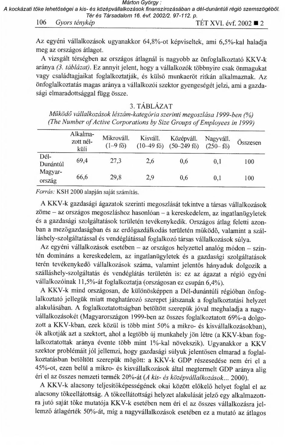 Ez annyit jelent, hogy a vállalkozók többnyire csak önmagukat vagy családtagjaikat foglalkoztatják, és küls ő munkaerőt ritkán alkalmaznak.