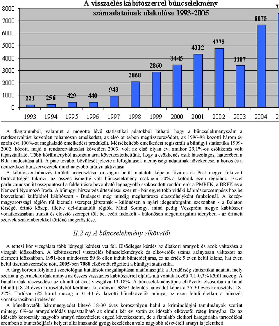 volt az első olyan év, amikor 29,1%-os csökkenés volt tapasztalható. Több körülményből azonban arra következtethettünk, hogy a csökkenés csak látszólagos, hátterében a Btk. módosítása állt.