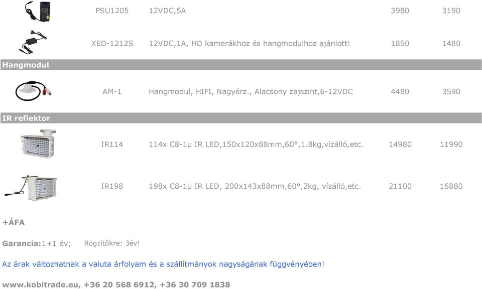 , Alacsony zajszint,6-12vdc 4480 3590 IR reflektor IR114 114x C8-1µ IR LED,150x120x88mm,60,1.8kg,vízálló,etc.