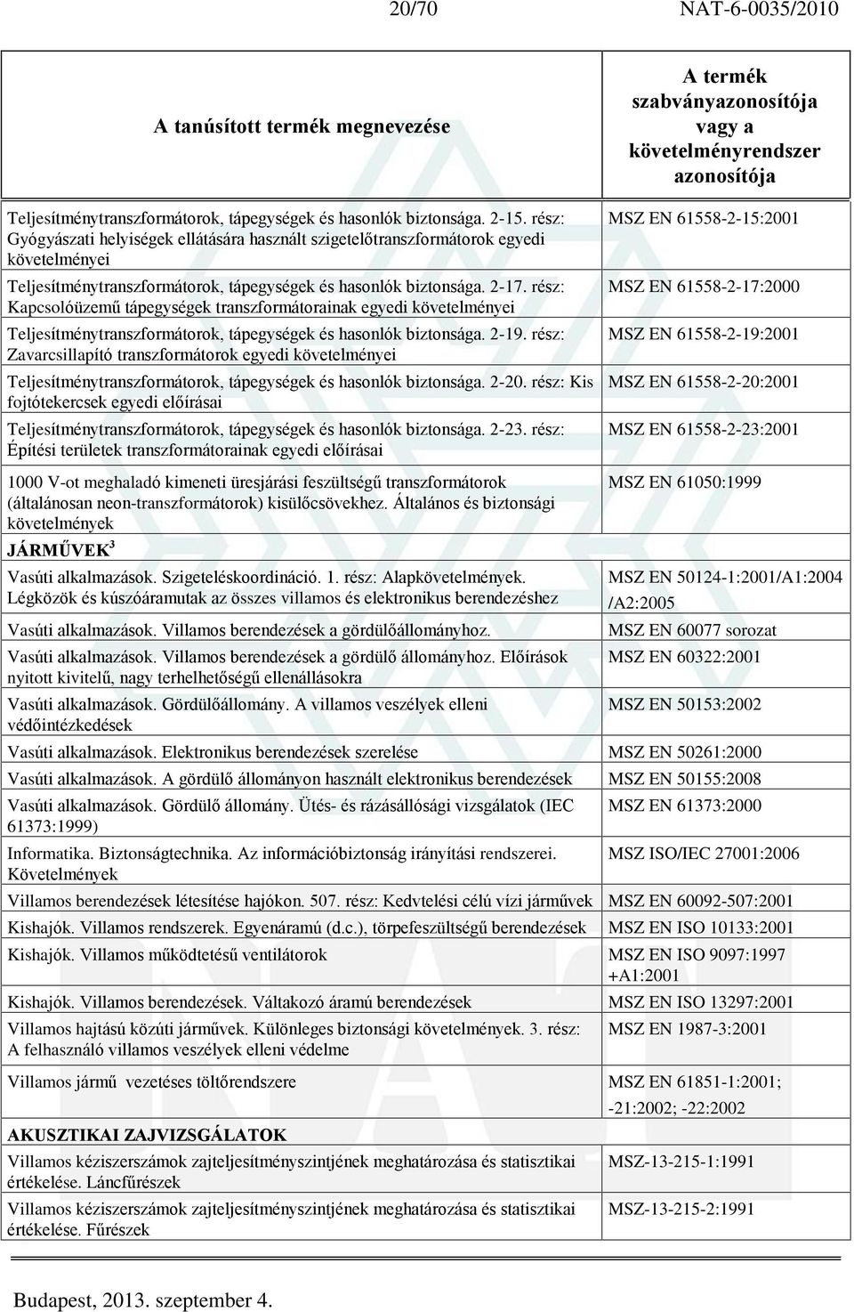 rész: Kapcsolóüzemû tápegységek transzformátorainak egyedi követelményei Teljesítménytranszformátorok, tápegységek és hasonlók biztonsága. 2-19.