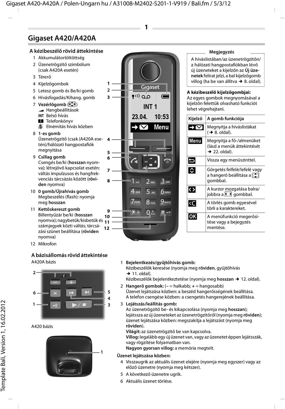 be/ki (hosszan nyomva); létrejövő kapcsolat esetén: váltás impulzusos és hangfrekvenciás tárcsázás között (röviden nyomva) 10 0 gomb/újrahívás gomb Megbeszélés (flash): nyomja meg hosszan 11