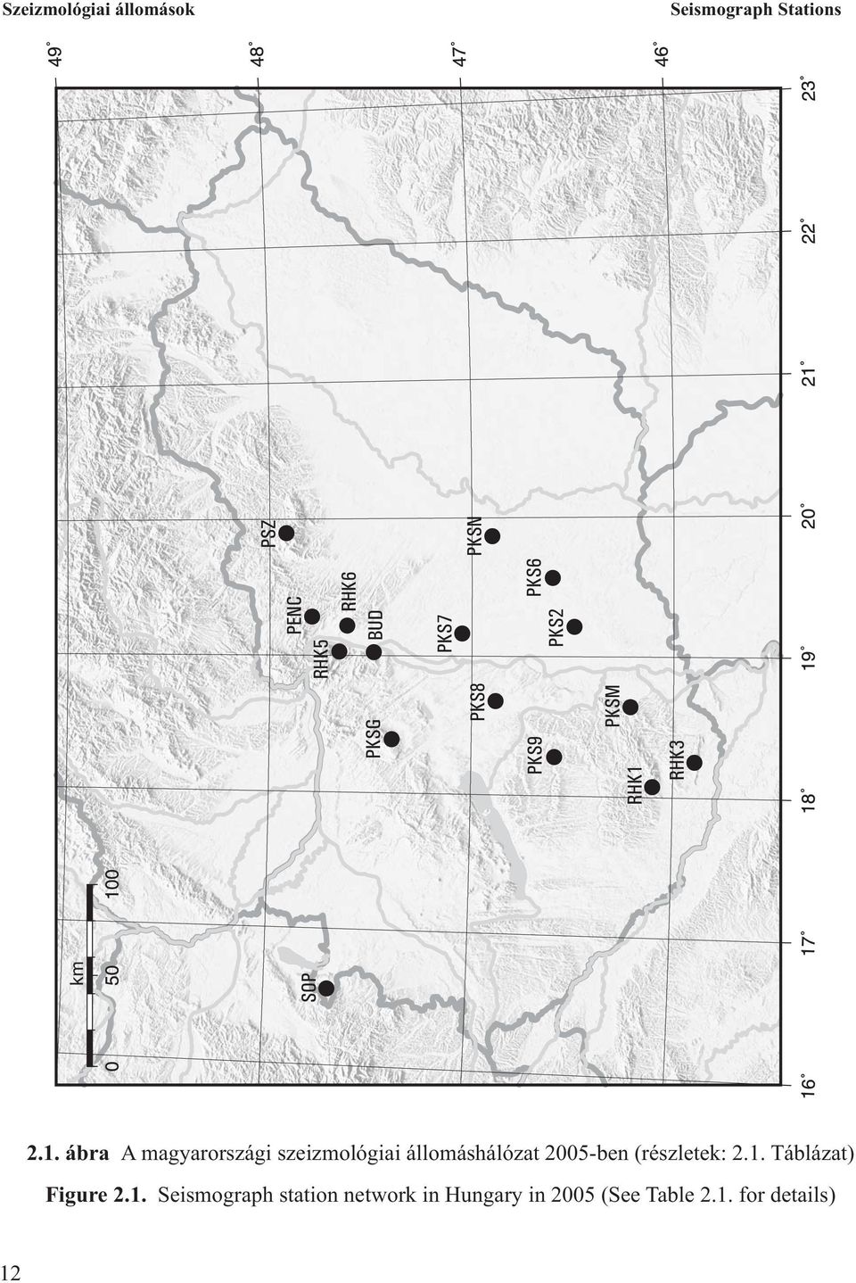 ábra A magyarországi szeizmológiai állomáshálózat 2005-ben (részletek: 2.1.