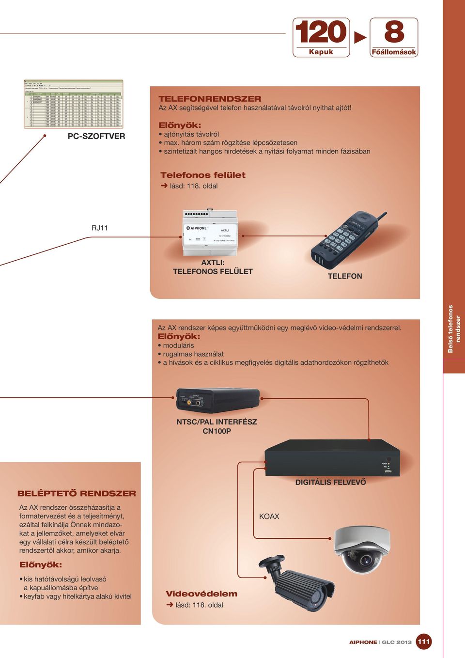 oldal RJ11 AXTLI: TELEFONOS FELÜLET TELEFON Az AX képes együttműködni egy meglévő video-védelmi rel.