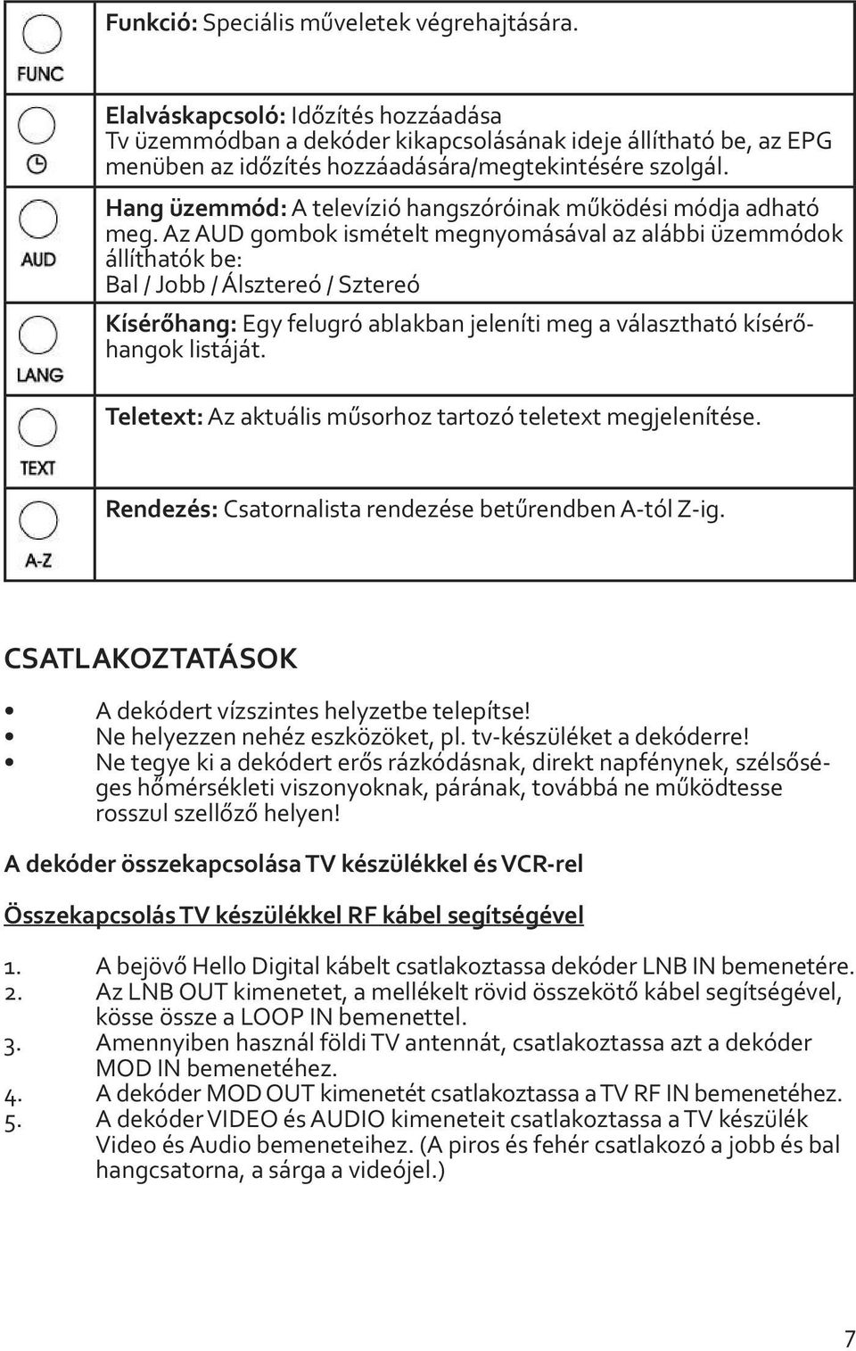 Hang üzemmód: A televízió hangszóróinak működési módja adható meg.