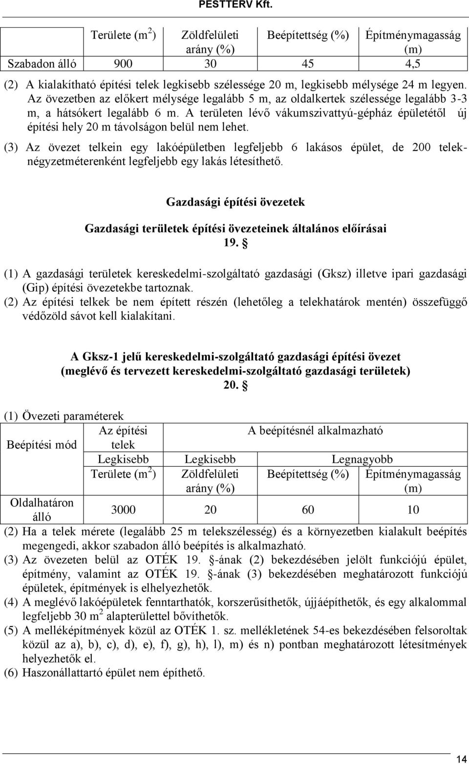 A területen lévő vákumszivattyú-gépház épületétől új építési hely 20 m távolságon belül nem lehet.