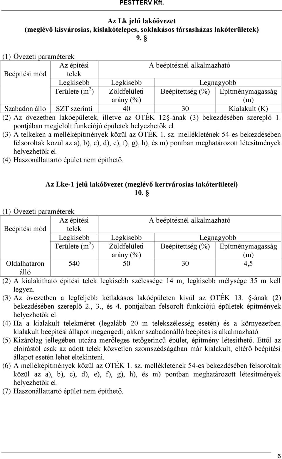 pontjában megjelölt funkciójú épületek helyezhetők el. (3) A telkeken a melléképítmények közül az OTÉK 1. sz.