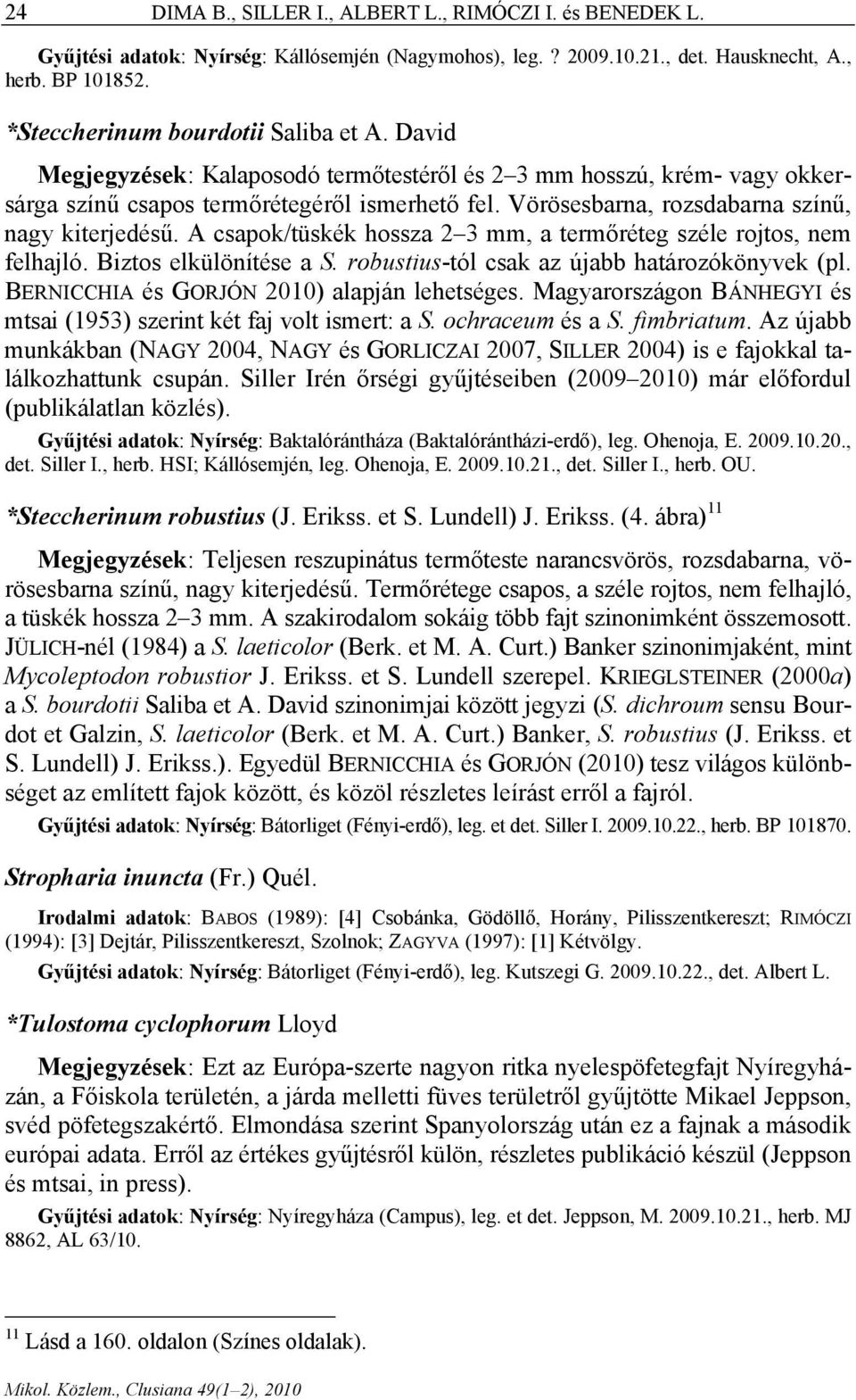 A csapok/tüskék hossza mm, a termőréteg széle rojtos, nem felhajló. Biztos elkülönítése a S. robustius-tól csak az újabb határozókönyvek (pl. BERNICCHIA és GORJÓN 010) alapján lehetséges.