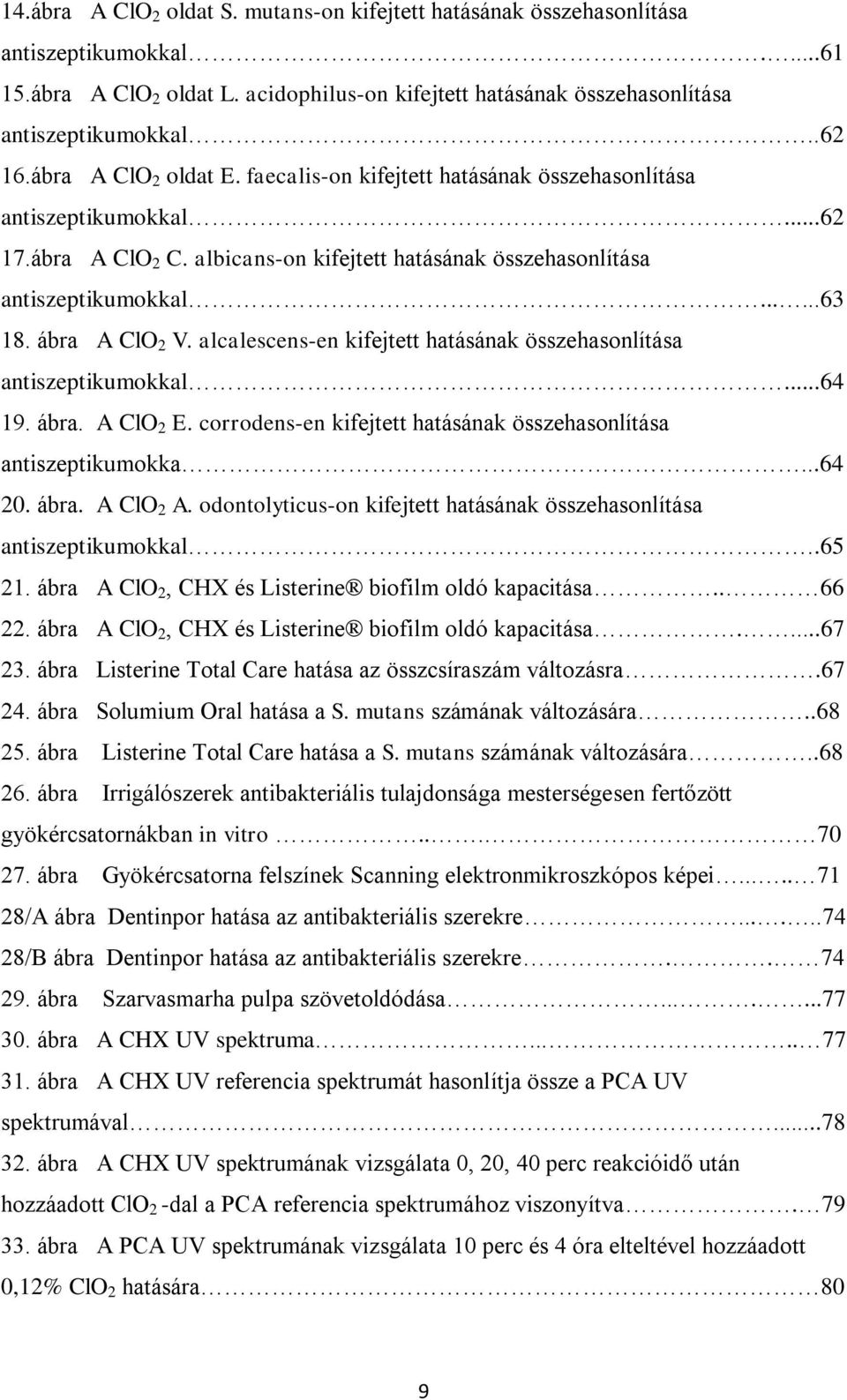 ábra A ClO 2 V. alcalescens-en kifejtett hatásának összehasonlítása antiszeptikumokkal...64 19. ábra. A ClO 2 E. corrodens-en kifejtett hatásának összehasonlítása antiszeptikumokka...64 20. ábra. A ClO 2 A.