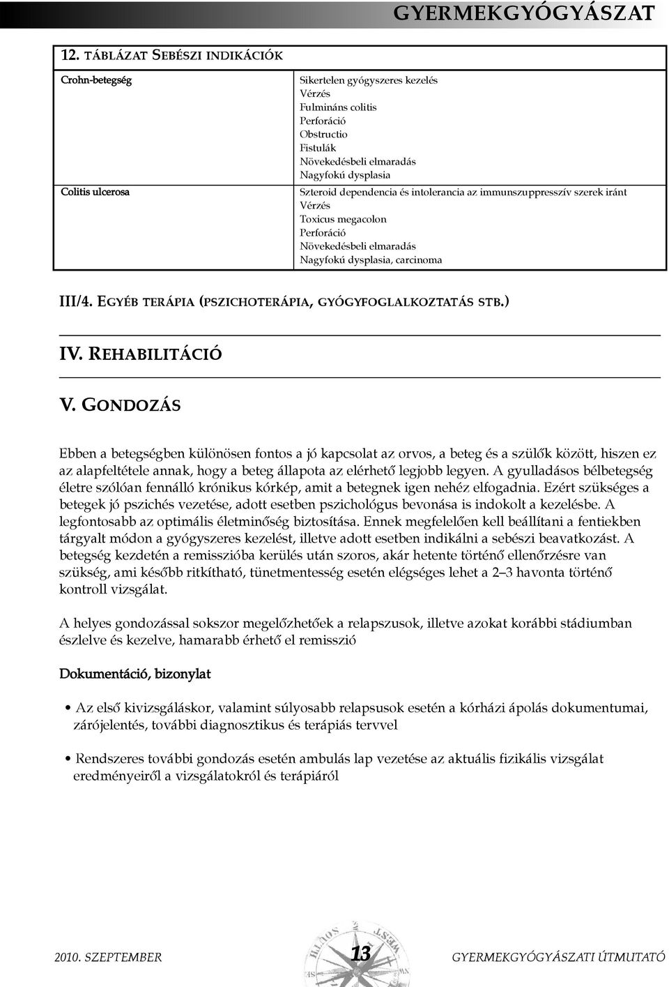 dependencia és intolerancia az immunszuppresszív szerek iránt Vérzés Toxicus megacolon Perforáció Növekedésbeli elmaradás Nagyfokú dysplasia, carcinoma III/4.