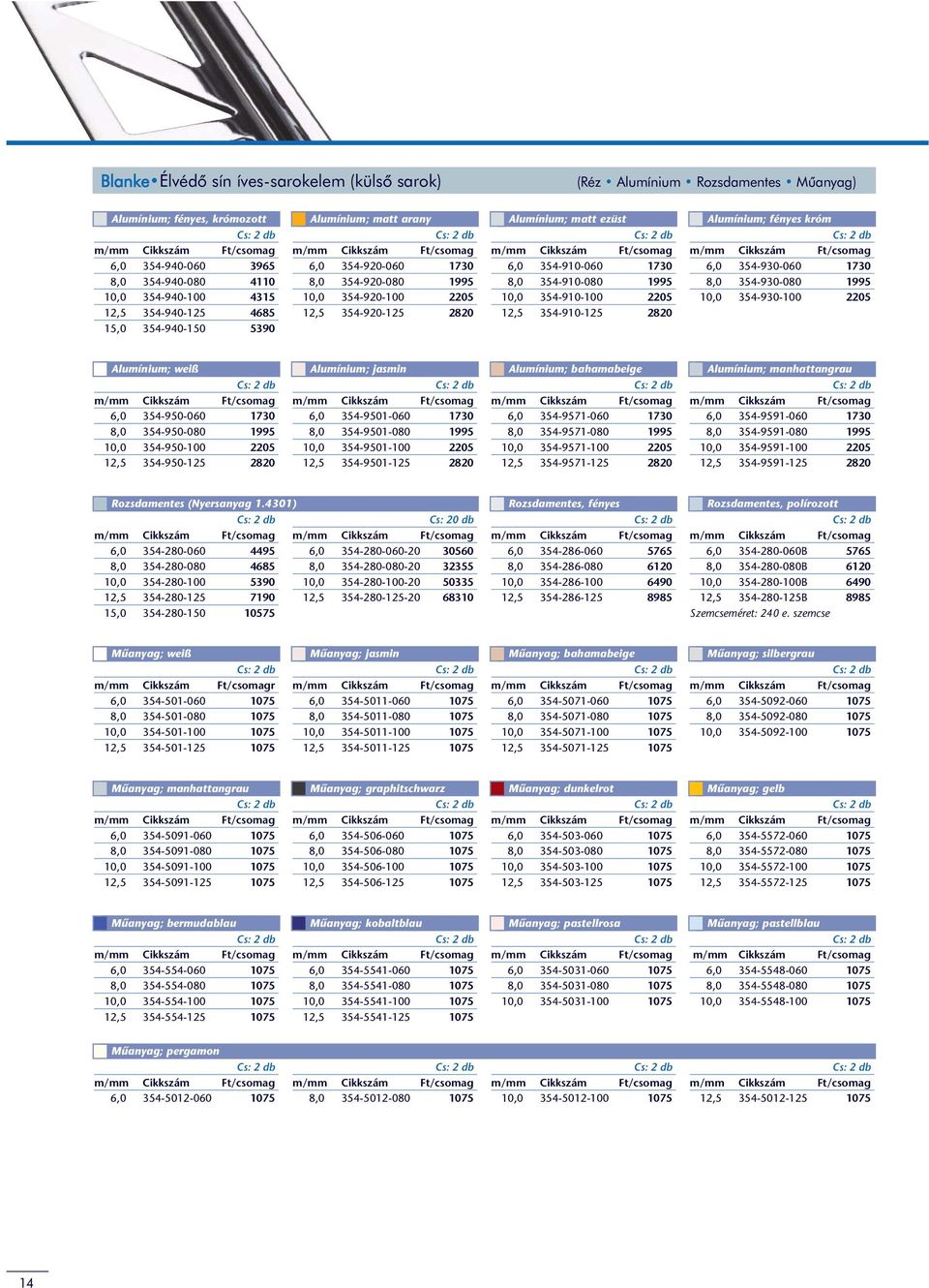 2205 12,5 354-910-125 2820 Aluíniu; fényes kró 6,0 354-930-060 1730 8,0 354-930-080 1995 10,0 354-930-100 2205 Aluíniu; weiß 6,0 354-950-060 1730 8,0 354-950-080 1995 10,0 354-950-100 2205 12,5