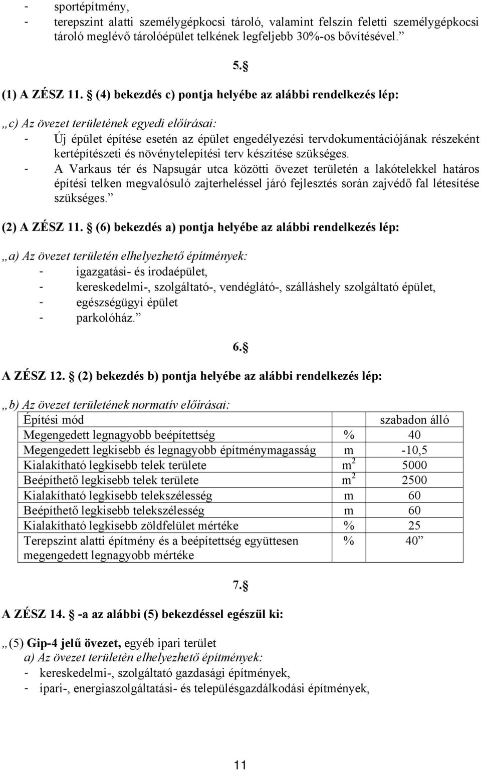 c) Az övezet területének egyedi előírásai: - Új épület építése esetén az épület engedélyezési tervdokumentációjának részeként kertépítészeti és növénytelepítési terv készítése szükséges.