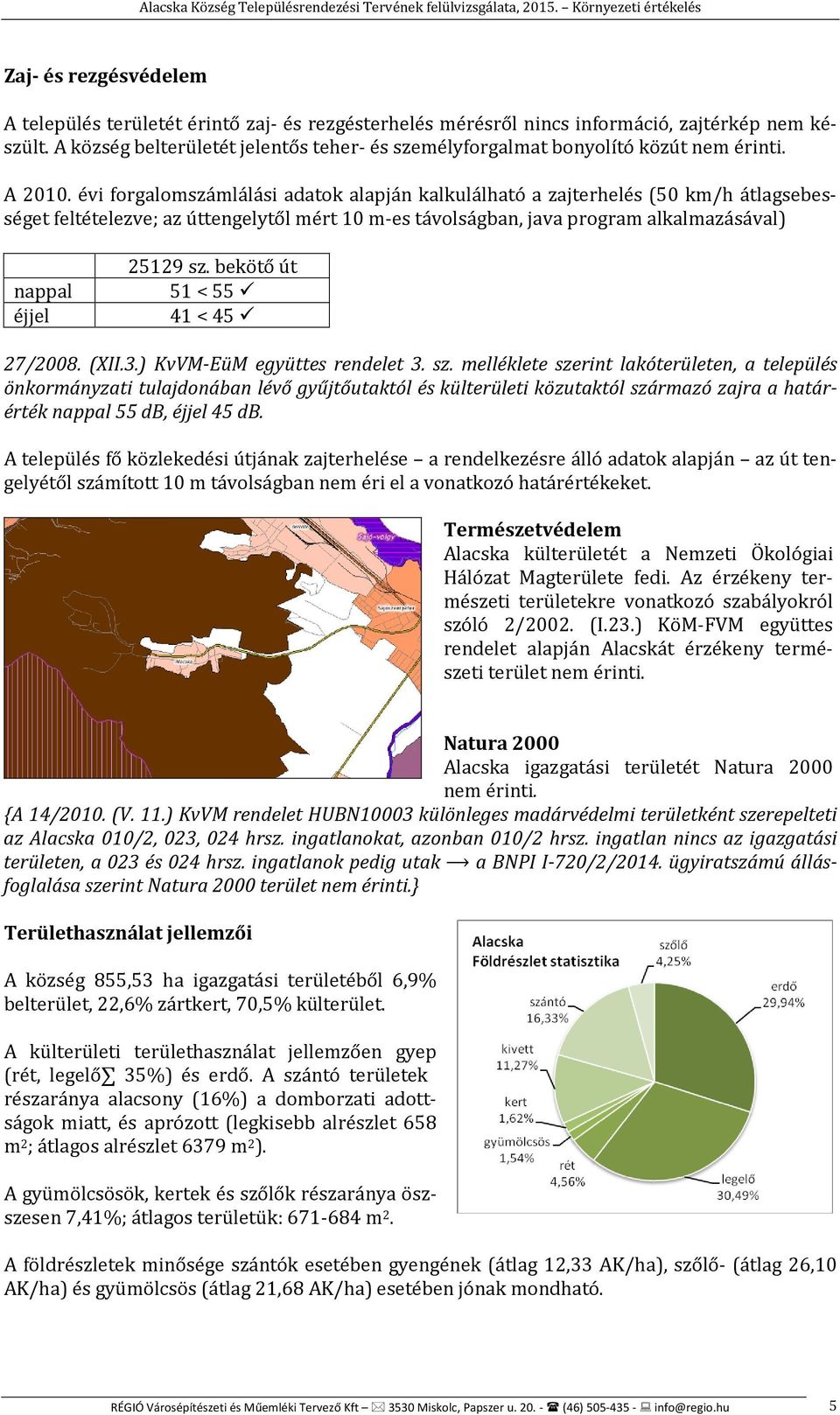 évi forgalomszámlálási adatok alapján kalkulálható a zajterhelés (50 km/h átlagsebességet feltételezve; az úttengelytől mért 10 m-es távolságban, java program alkalmazásával) nappal éjjel 25129 sz.