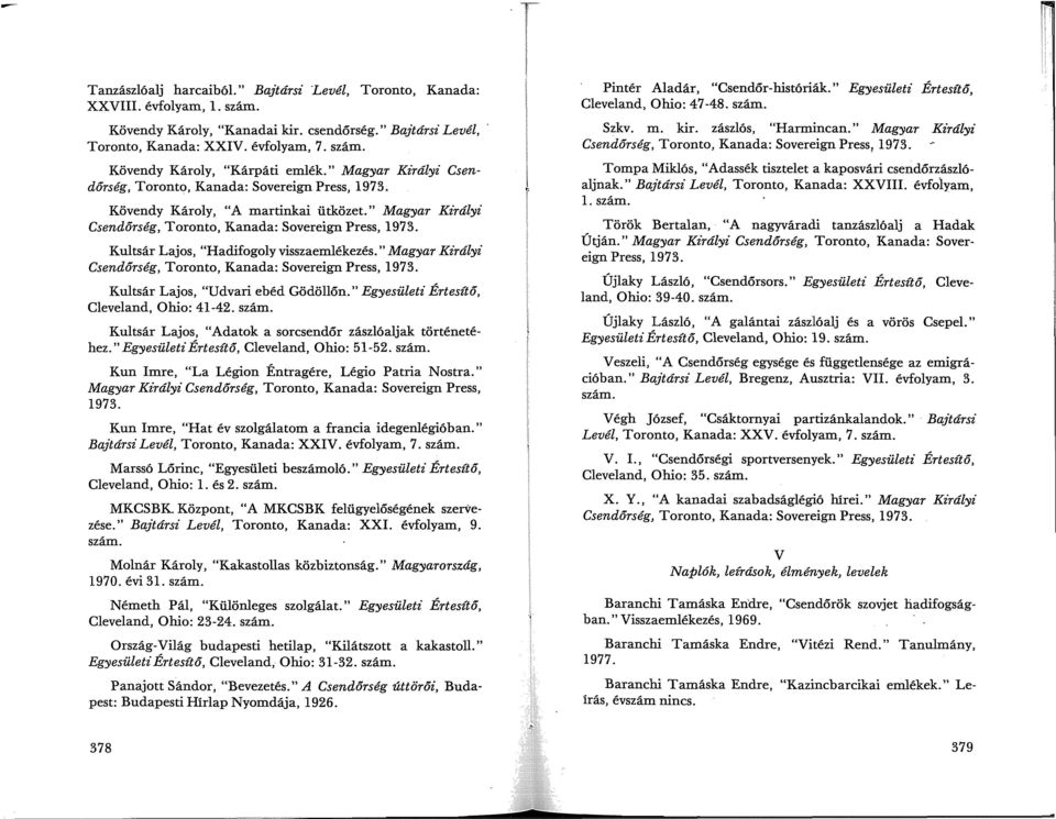 " Magyar Királyi Csendőrség, Toronto, Kanada: Sovereign Press, 1973. Kultsár Lajos, "Udvari ebéd Gödöllőn. " Egyesületi Értesítő, Cleveland, Ohio: 41-42. szám.