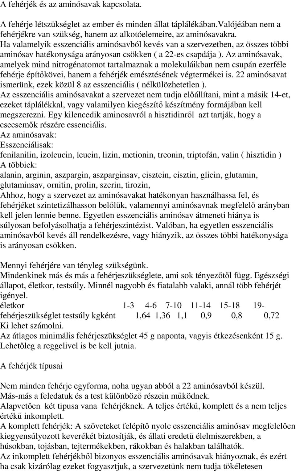 Az aminósavak, amelyek mind nitrogénatomot tartalmaznak a molekuláikban nem csupán ezerféle fehérje építőkövei, hanem a fehérjék emésztésének végtermékei is.