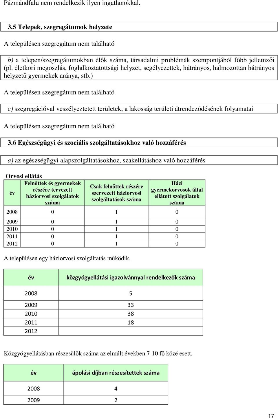 életkori megoszlás, foglalkoztatottsági helyzet, segélyezettek, hátrányos, halmozottan hátrányos helyzetű gyermekek aránya, stb.