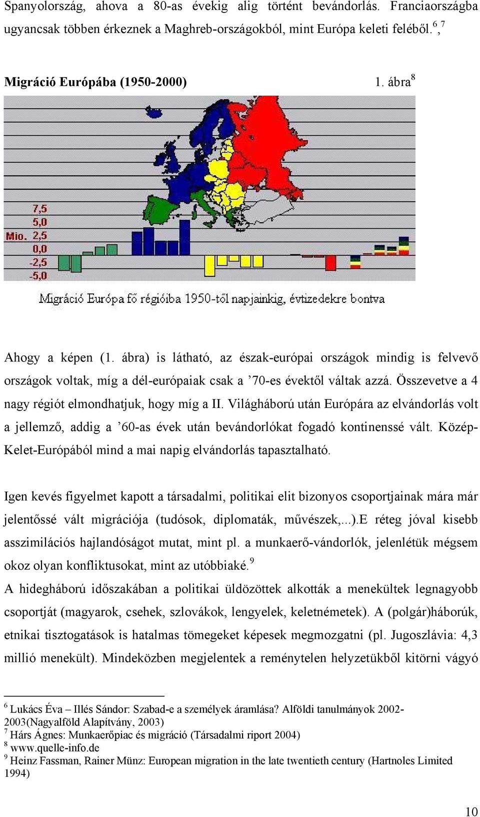 Összevetve a 4 nagy régiót elmondhatjuk, hogy míg a II. Világháború után Európára az elvándorlás volt a jellemző, addig a 60-as évek után bevándorlókat fogadó kontinenssé vált.