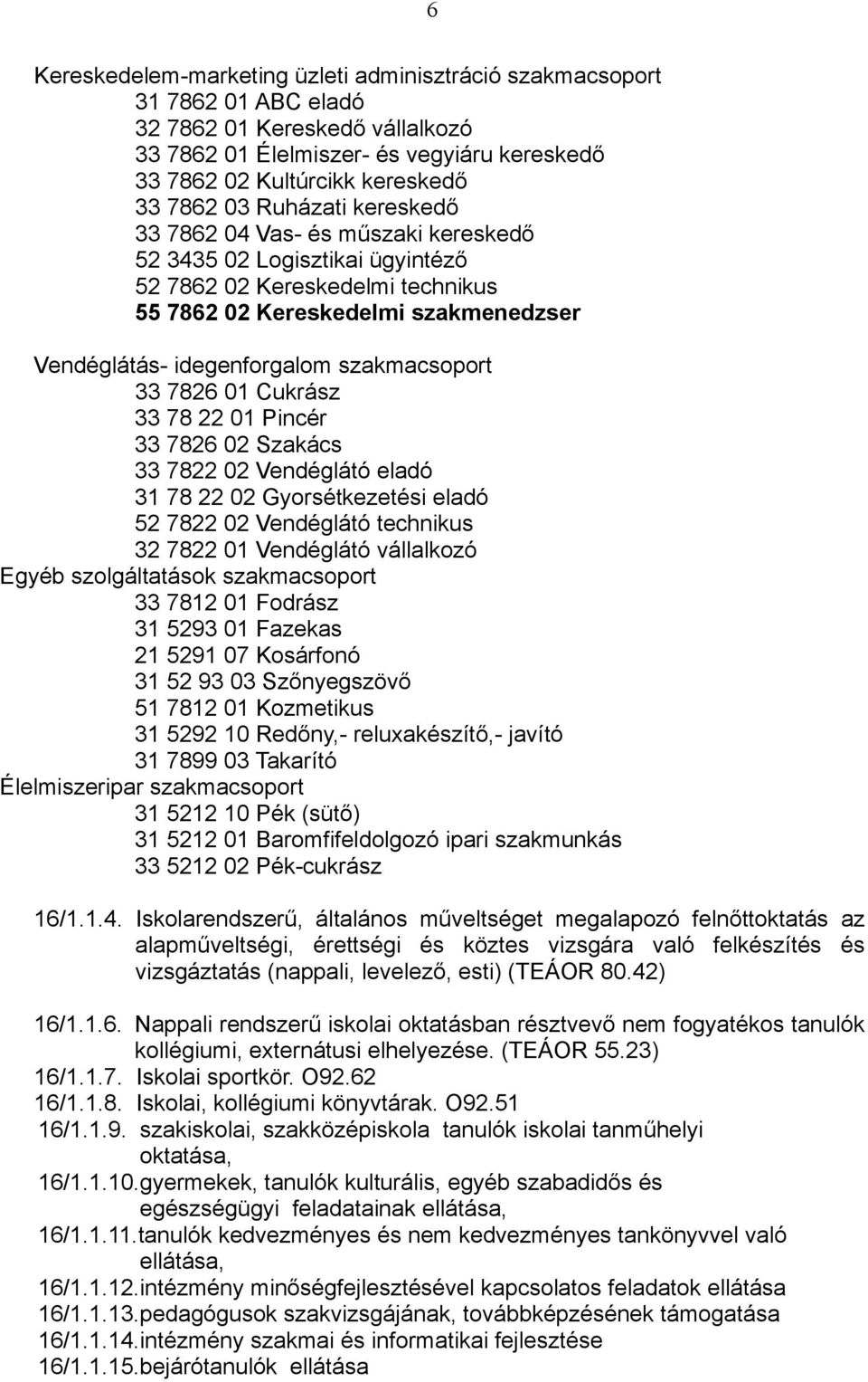 szakmacsoport 33 7826 01 Cukrász 33 78 22 01 Pincér 33 7826 02 Szakács 33 7822 02 Vendéglátó eladó 31 78 22 02 Gyorsétkezetési eladó 52 7822 02 Vendéglátó technikus 32 7822 01 Vendéglátó vállalkozó