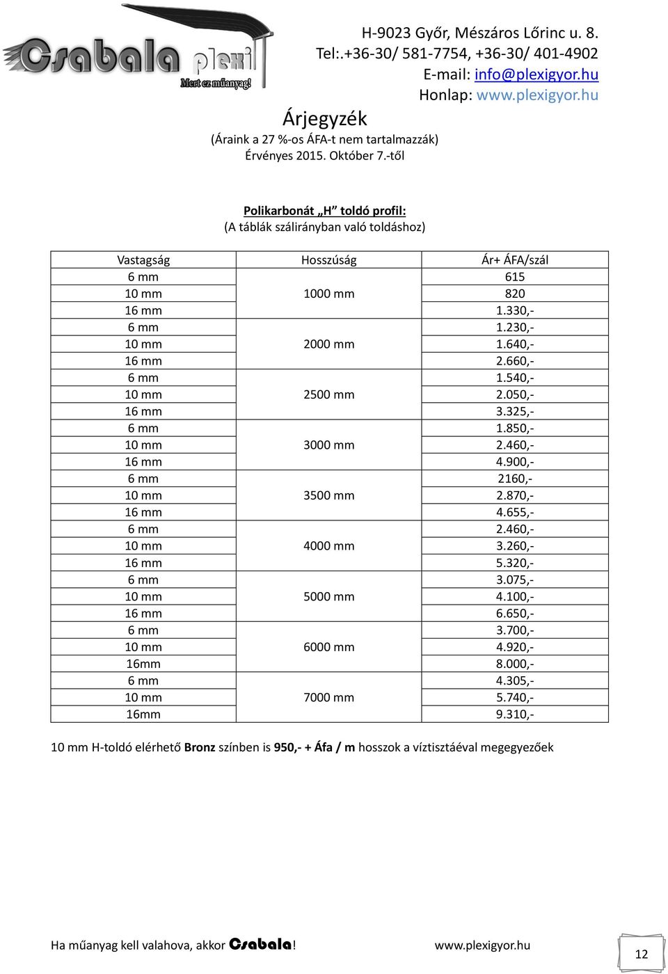 900,- 2160,- 10 mm 3500 mm 2.870,- 1 4.655,- 2.460,- 10 mm 4000 mm 3.260,- 1 5.320,- 3.075,- 10 mm 5000 mm 4.100,- 1 6.650,- 3.