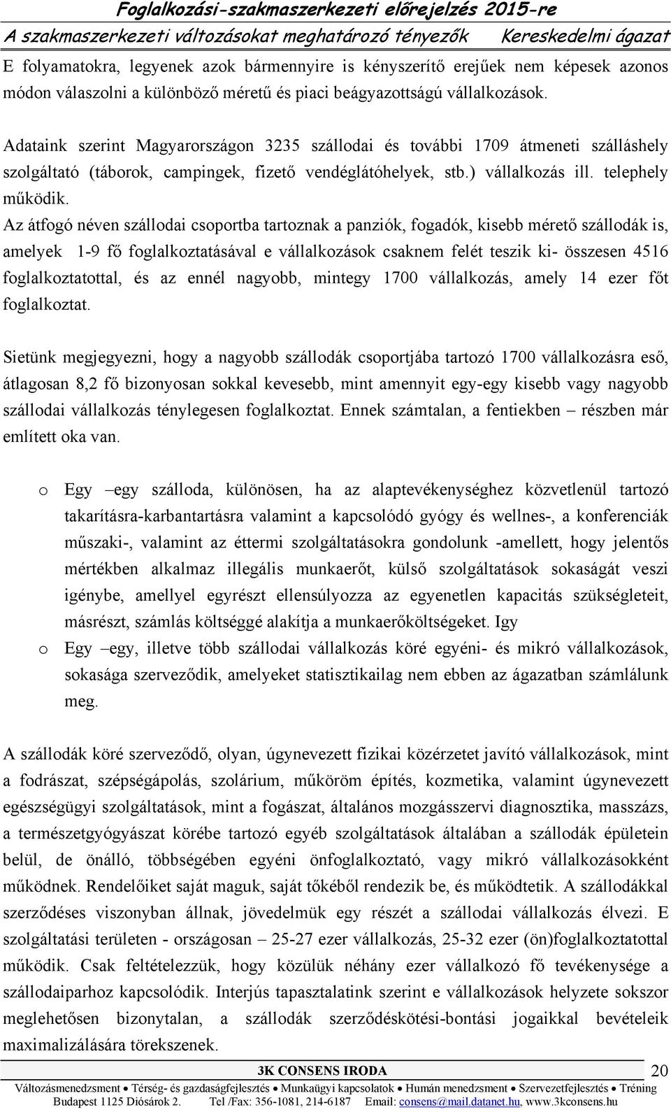 Az átfogó néven szállodai csoportba tartoznak a panziók, fogadók, kisebb mérető szállodák is, amelyek 1-9 fő foglalkoztatásával e vállalkozások csaknem felét teszik ki- összesen 4516