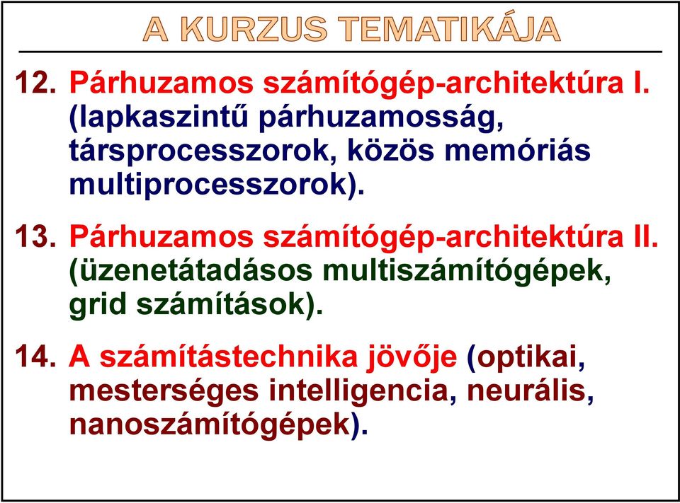 multiprocesszorok). 13. Párhuzamos számítógép-architektúra II.