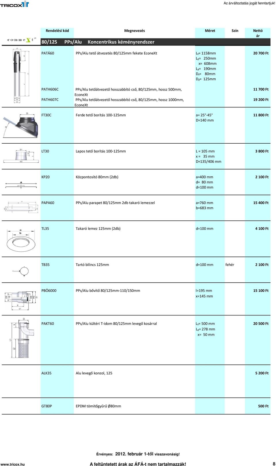 tetőátvezető hosszabbító cső, 80/125mm, hossz 500mm, EconeXt PPs/Alu tetőátvezető hosszabbító cső, 80/125mm, hossz 1000mm, EconeXt 11 700 Ft 19 200 Ft FT30C Ferde tető borítás 100-125mm a= 25-45