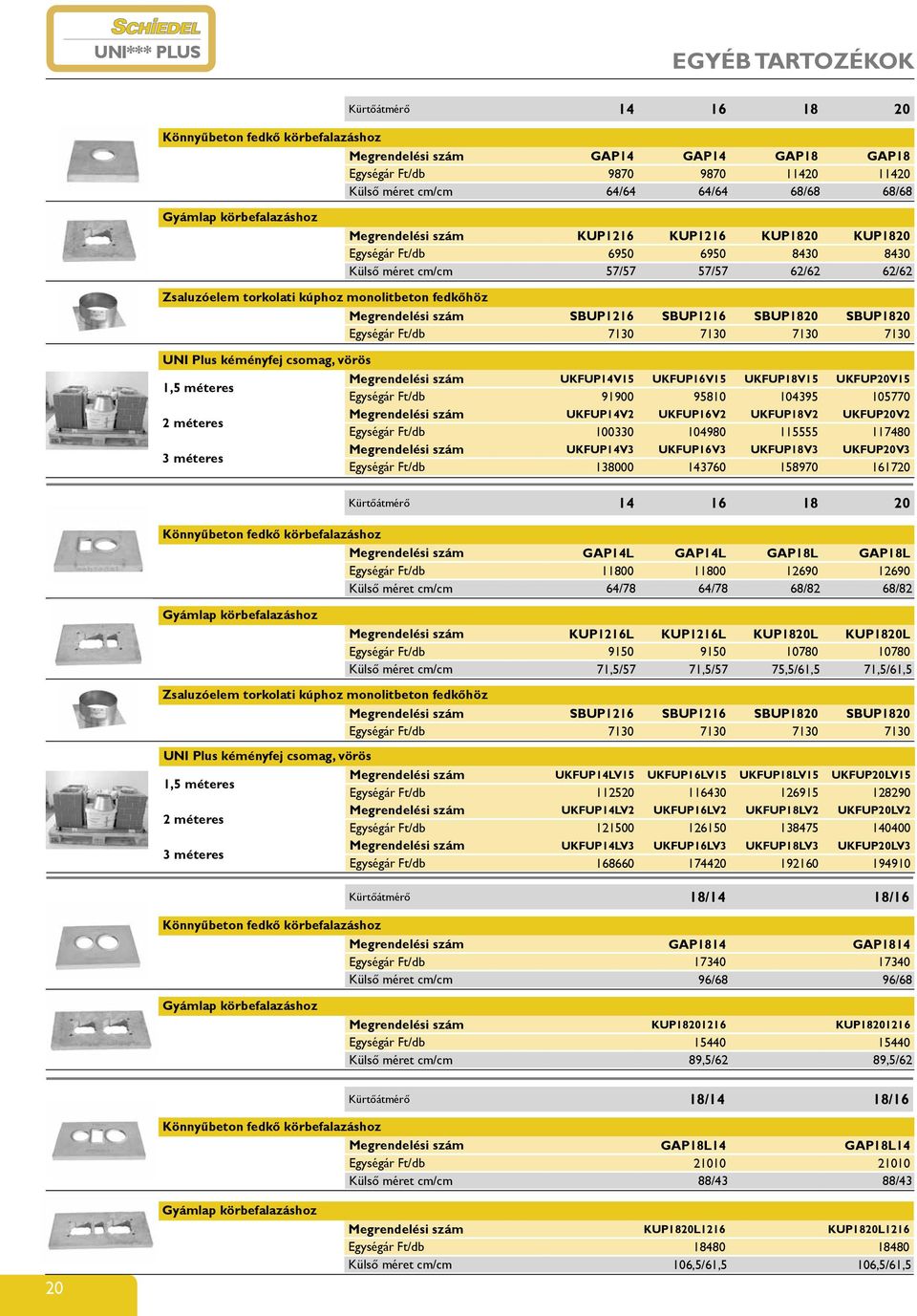 monolitbeton fedkőhöz Megrendelési szám SBUP1216 SBUP1216 SBUP1820 SBUP1820 Egységár Ft/db 7130 7130 7130 7130 UNI Plus kéményfej csomag, vörös 1,5 méteres Megrendelési szám UKFUP14V15 UKFUP16V15