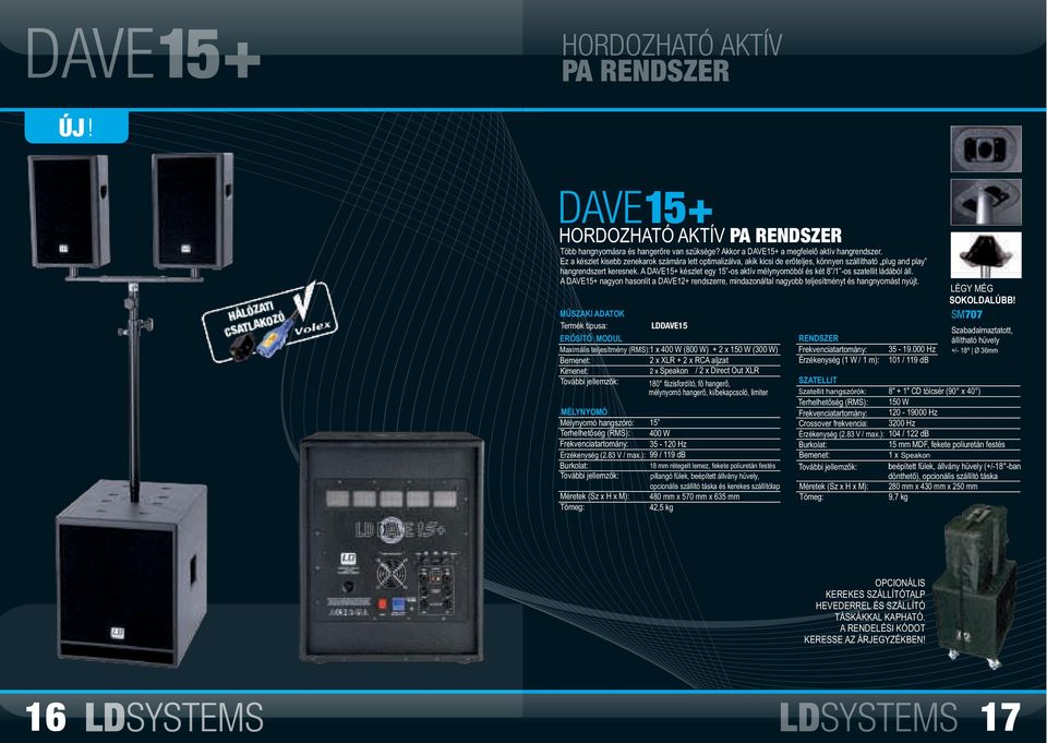 A DAVE15+ készlet egy 15 -os aktív mélynyomóból és két 8 /1 -os szatellit ládából áll. A DAVE15+ nagyon hasonlít a DAVE12+ rendszerre, mindazonáltal nagyobb teljesítményt és hangnyomást nyújt.