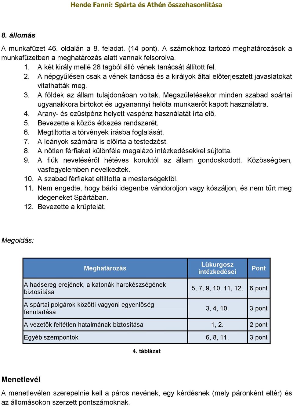 A földek az állam tulajdonában voltak. Megszületésekor minden szabad spártai ugyanakkora birtokot és ugyanannyi helóta munkaerőt kapott használatra. 4.