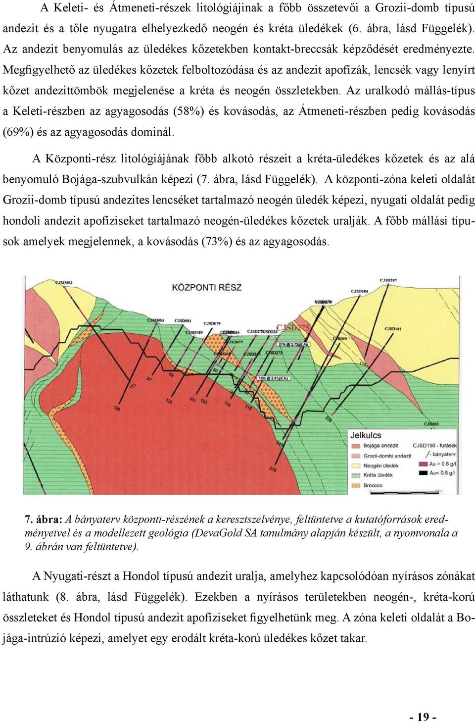 Megfigyelhető az üledékes kőzetek felboltozódása és az andezit apofízák, lencsék vagy lenyírt kőzet andezittömbök megjelenése a kréta és neogén összletekben.