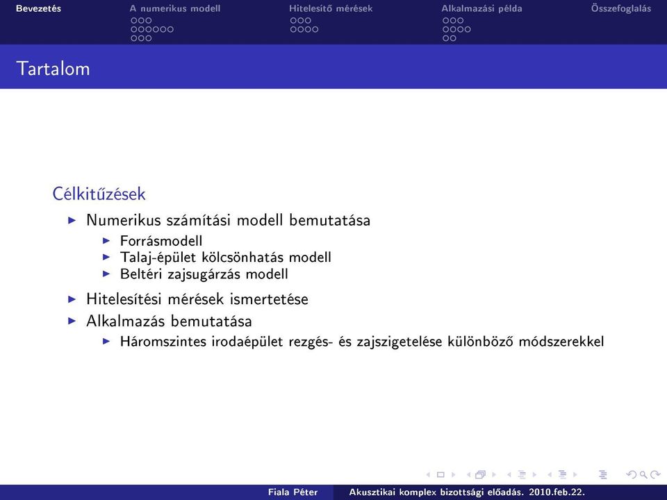 zajsugárzás modell Hitelesítési mérések ismertetése Alkalmazás