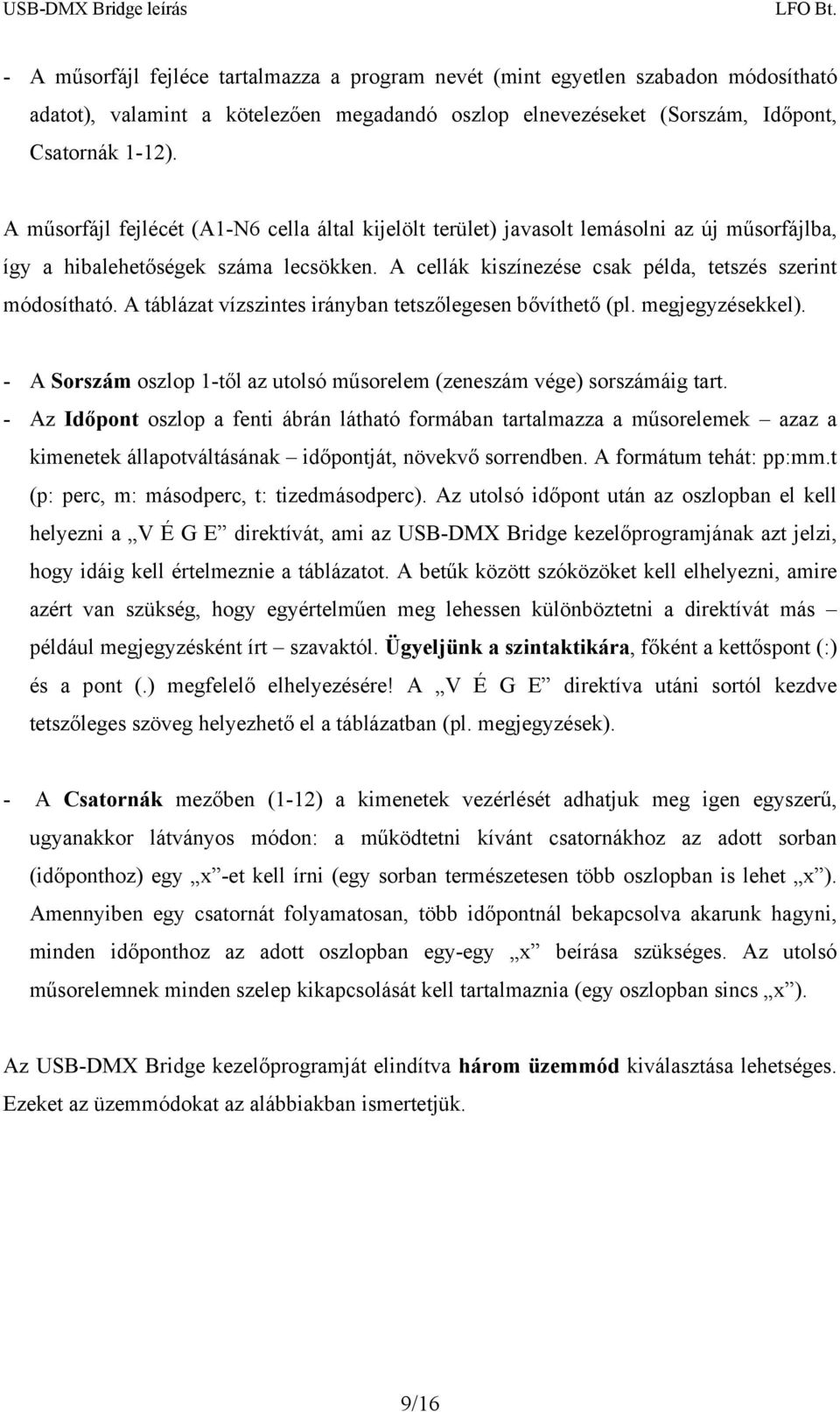 A táblázat vízszintes irányban tetszőlegesen bővíthető (pl. megjegyzésekkel). - A Sorszám oszlop 1-től az utolsó műsorelem (zeneszám vége) sorszámáig tart.